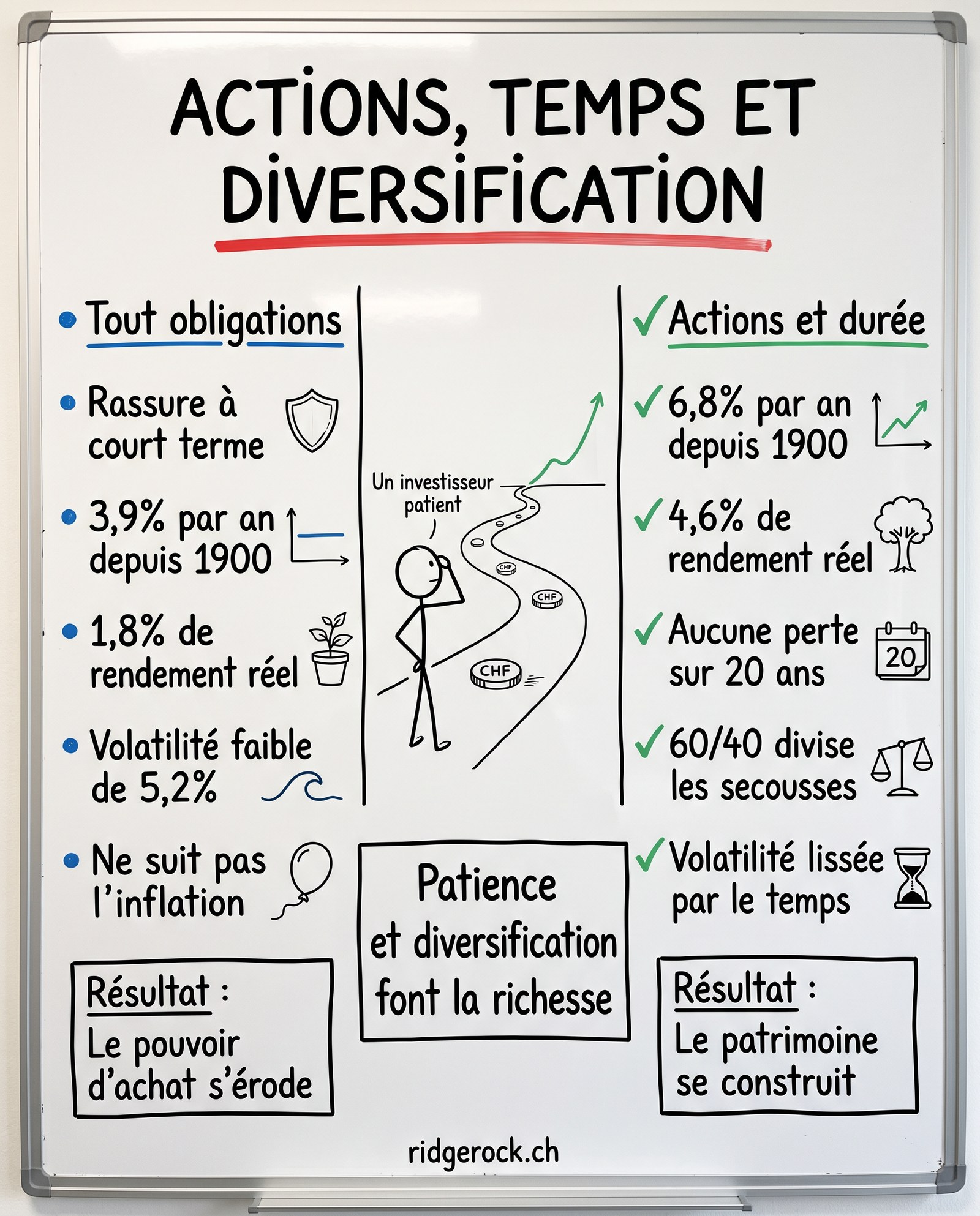 Sur le long terme, la patience a mieux payé que la prudence excessive, et la diversification rend cette patience tenable.