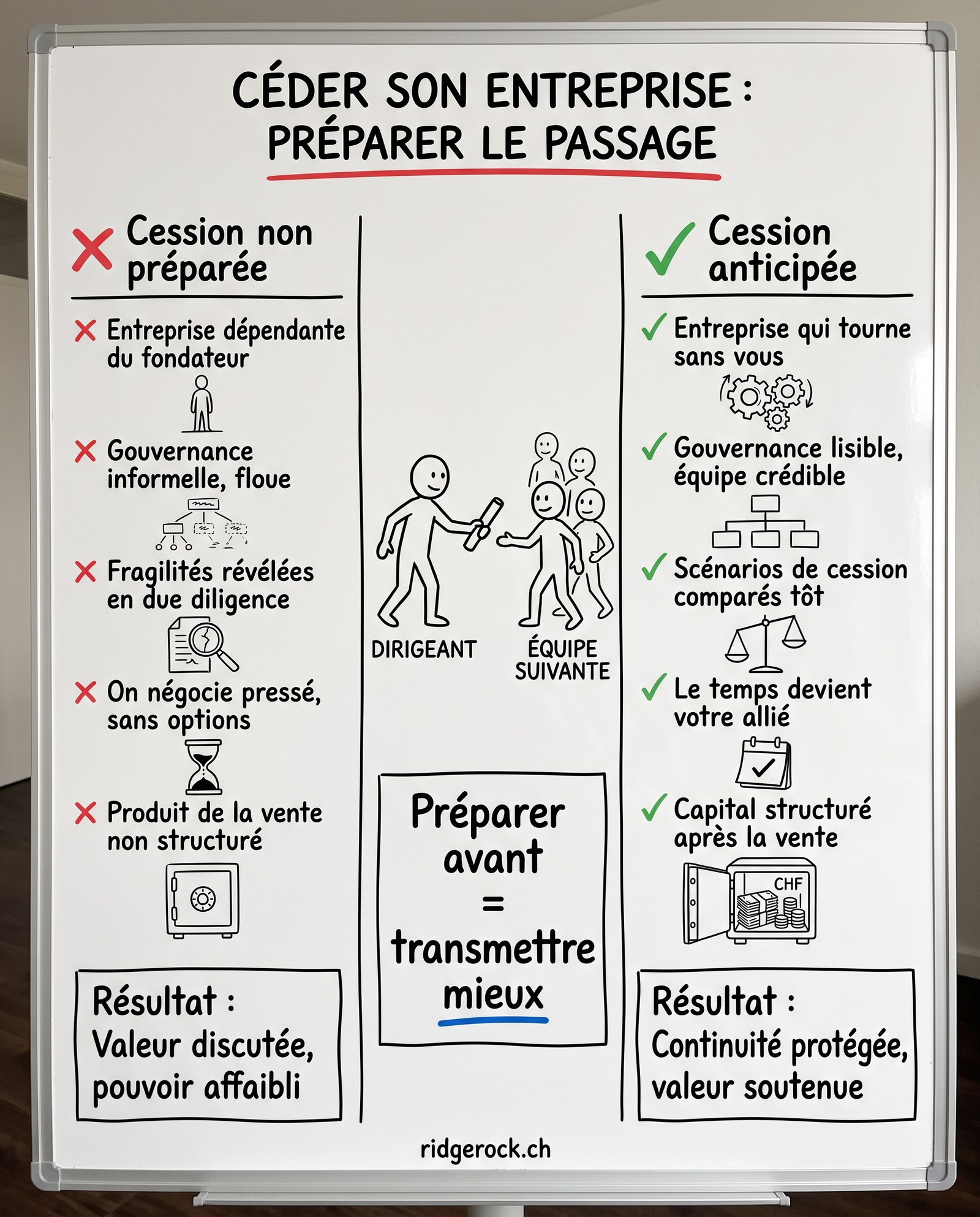 Une cession se joue avant la transaction : préparer tôt l'entreprise, la gouvernance et l'après protège la valeur et la continuité.