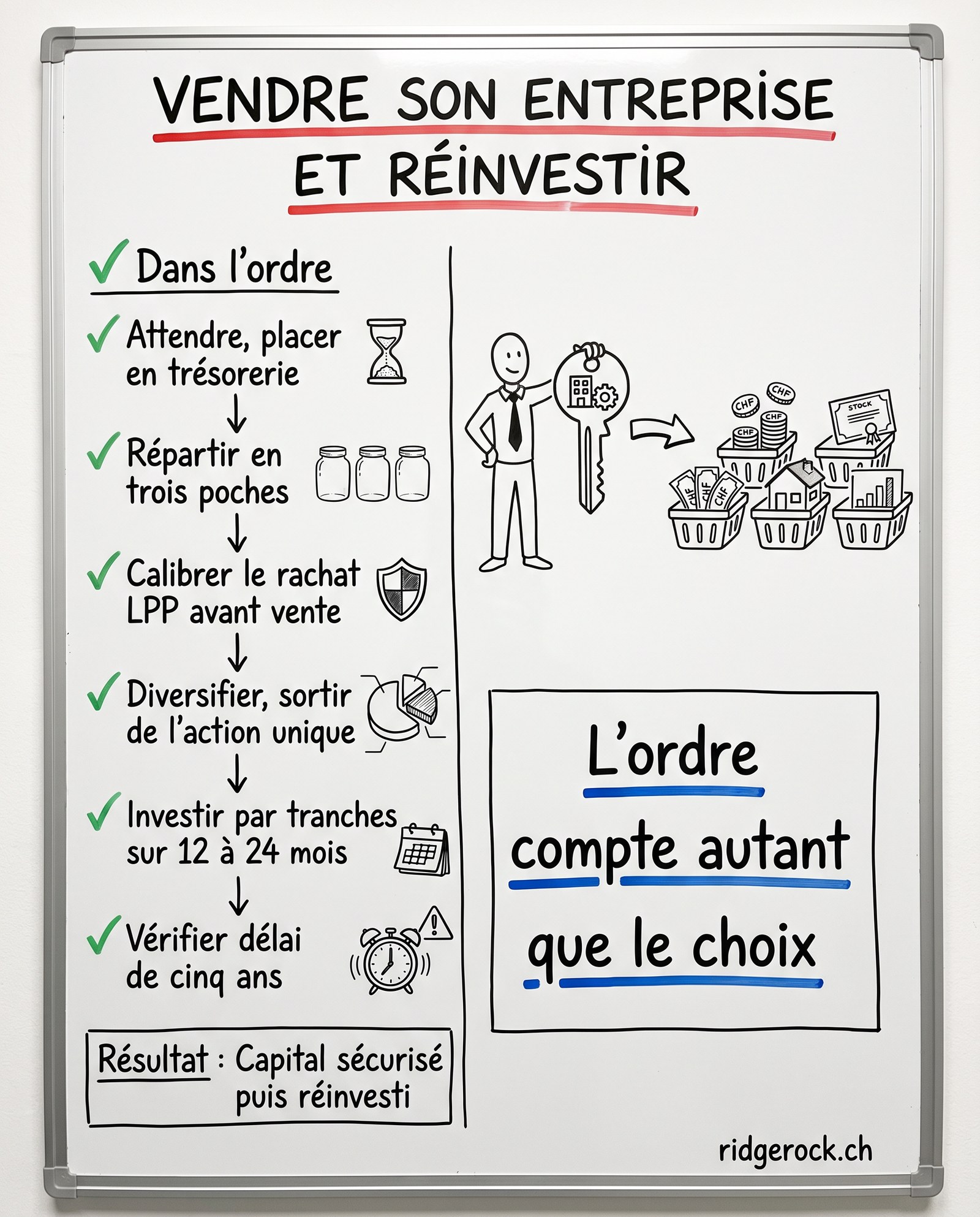 Après une vente, sécuriser puis structurer le capital avant tout réinvestissement, dans le bon ordre.